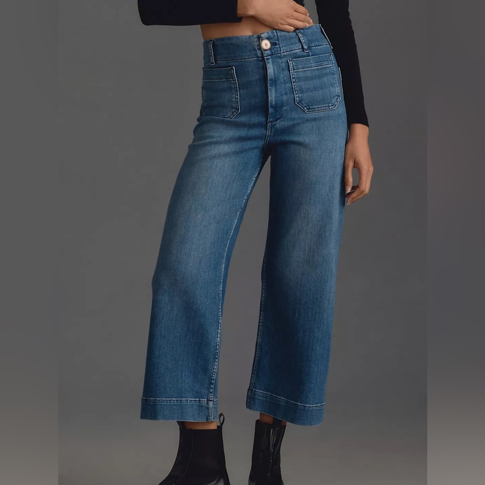 The Colette cropped high rise wide leg jeans by Maeve NWT